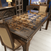 Indian Antique Brass Work Solid Wood Dining Table 05